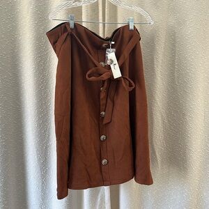 Agnes Orinda Faux Suede Brown Skirt, Size 3X